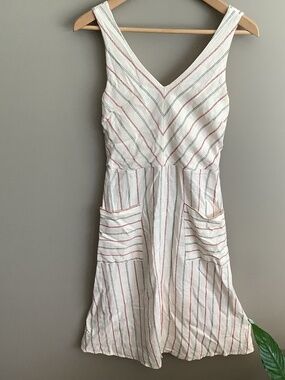 Summer linen blend midi dress with pockets